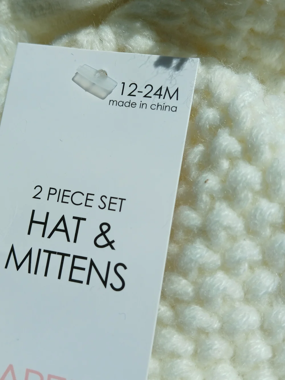 Capelli of New York Cream Knit Pom Pom Hat & Mittens Set - Baby 12-24 Months